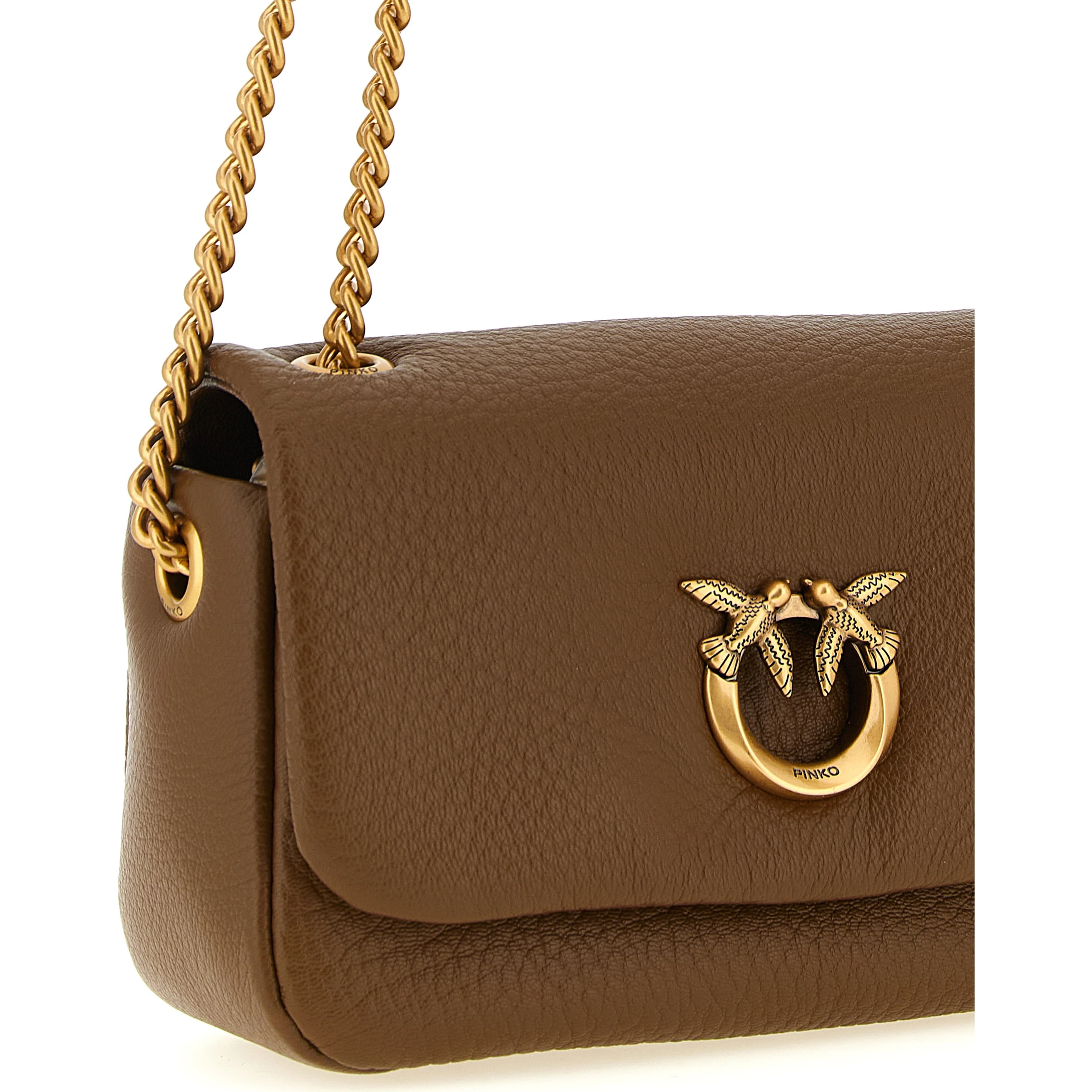 Brown Lamb Leather Shoulder Bag