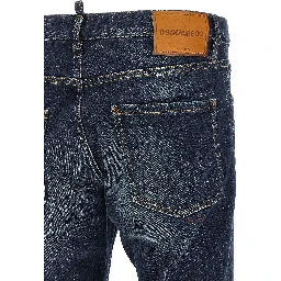 Blue Cotton Straight-Leg Jeans