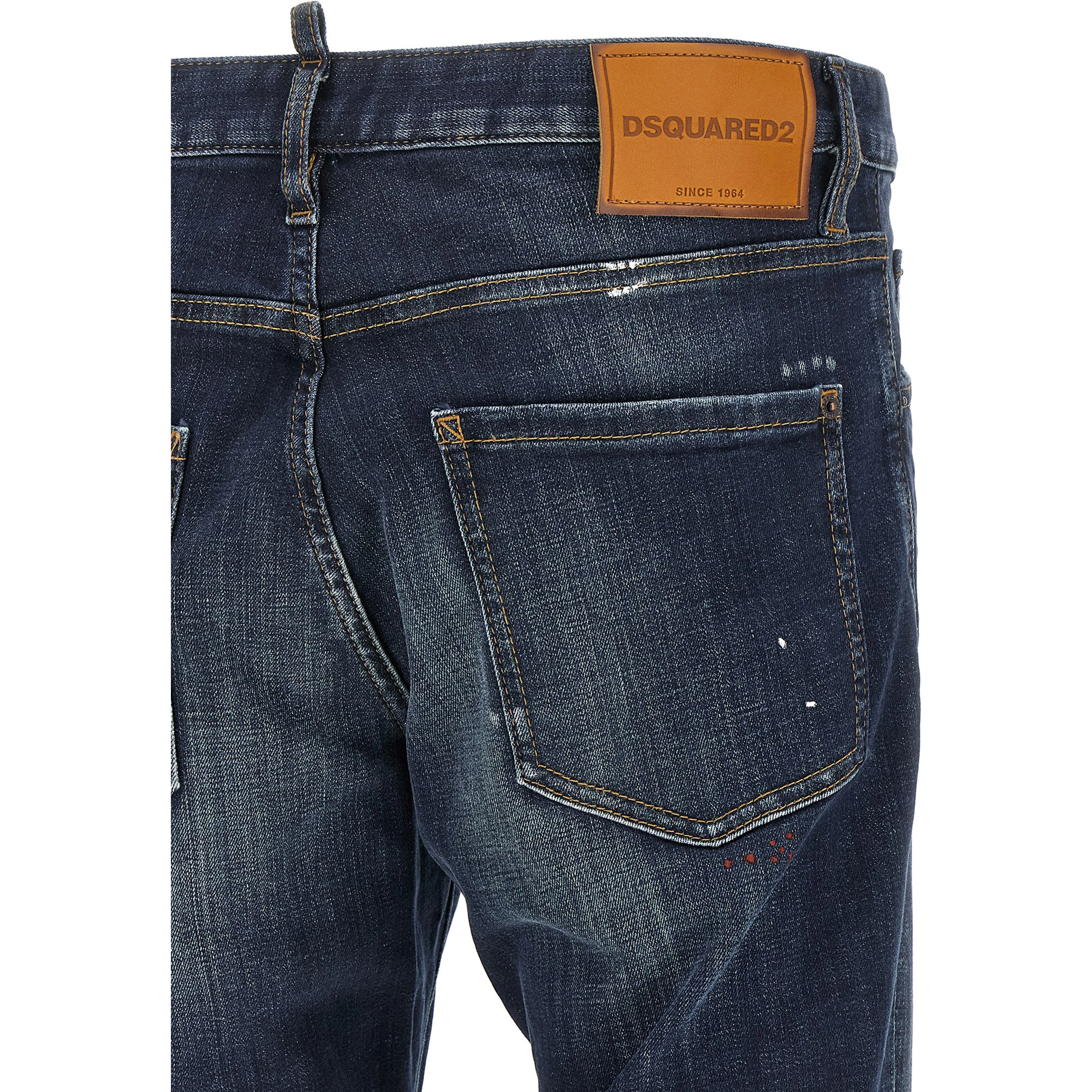Blue Cotton Straight-Leg Jeans