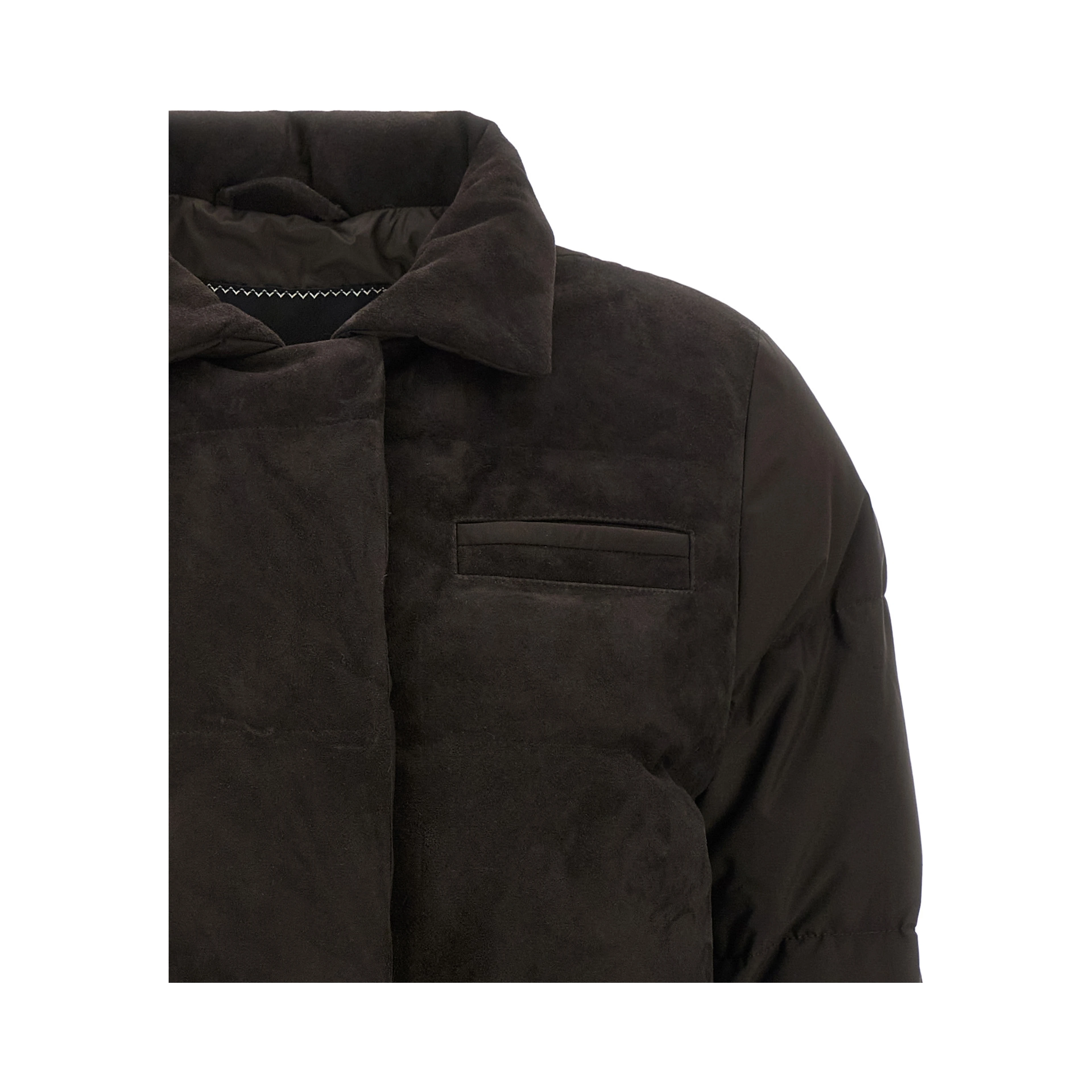 Brown Polyamide Full-Length Jacket