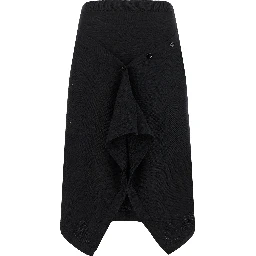 Black Wool Midi Skirt