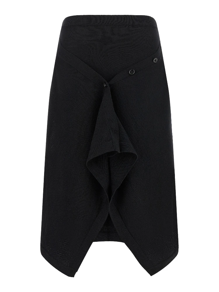 Black Wool Midi Skirt