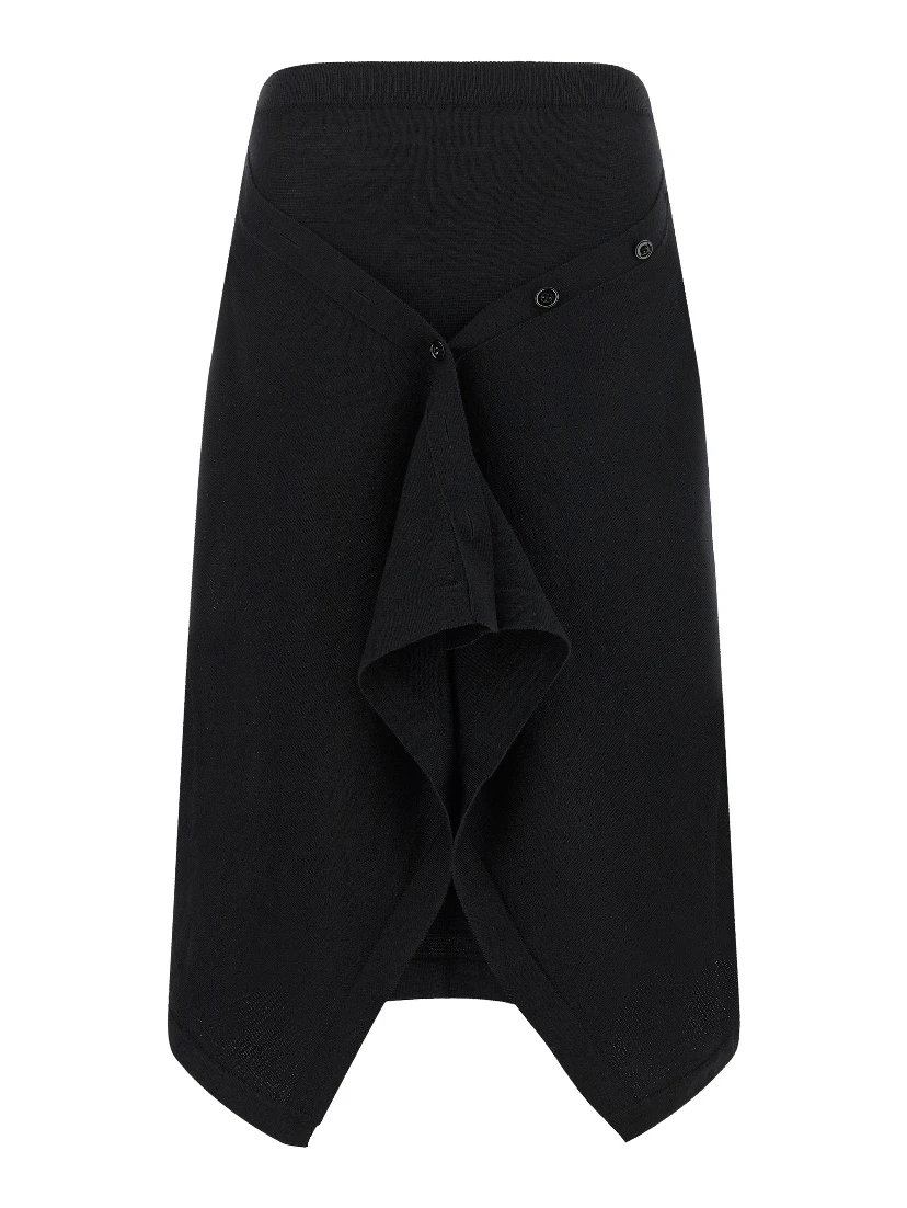 Black Wool Midi Skirt