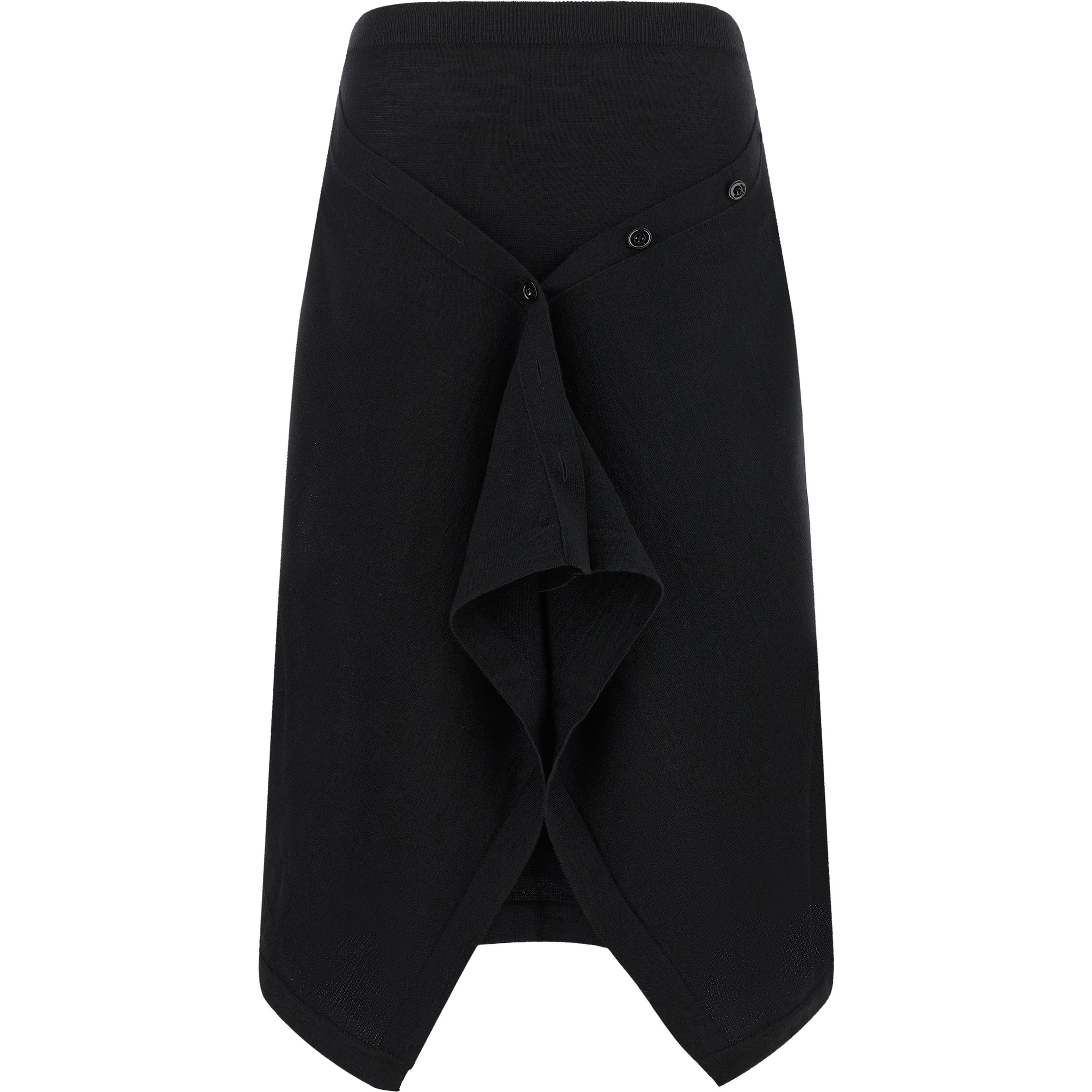 Black Wool Midi Skirt