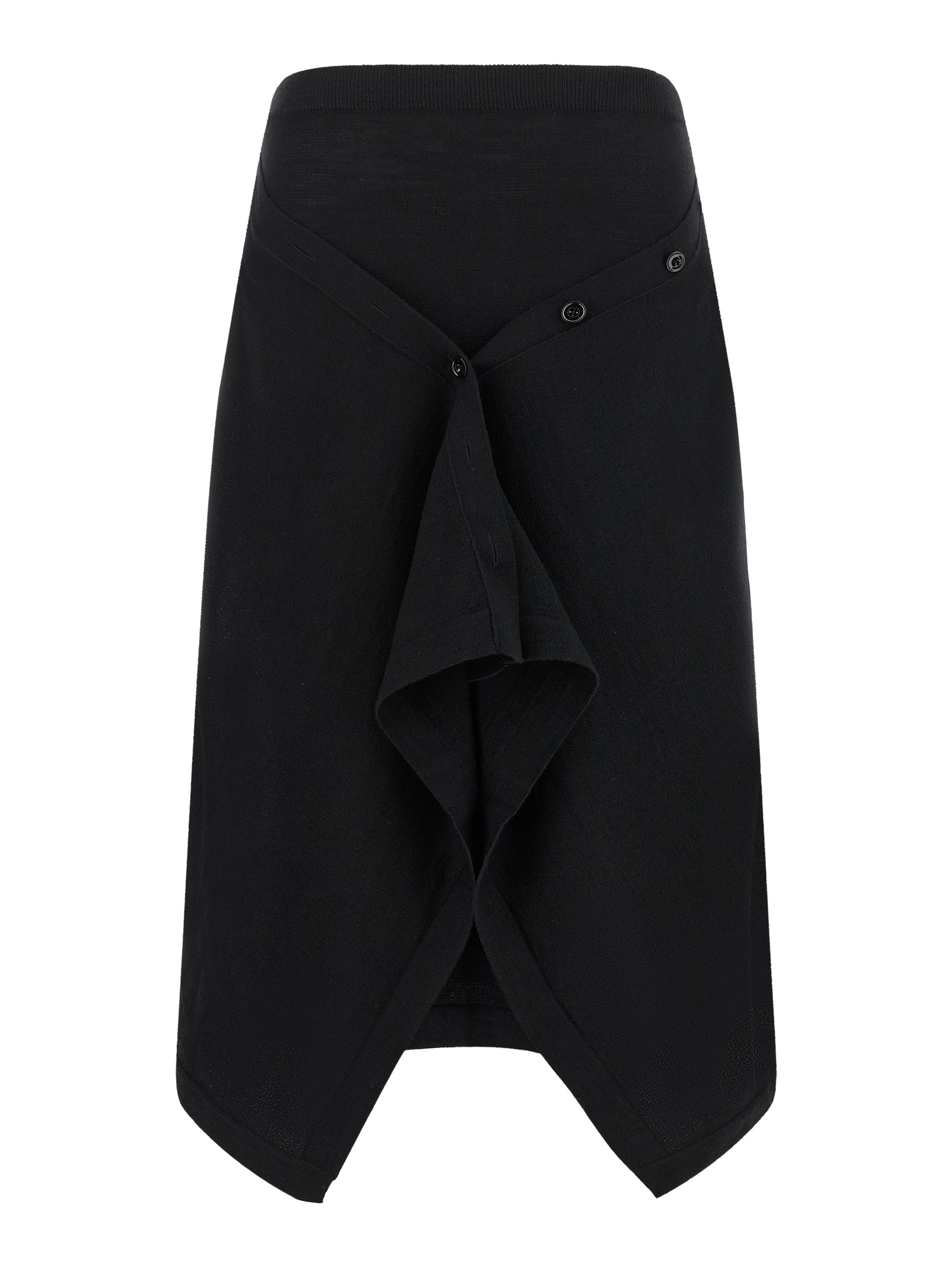 Black Wool Midi Skirt