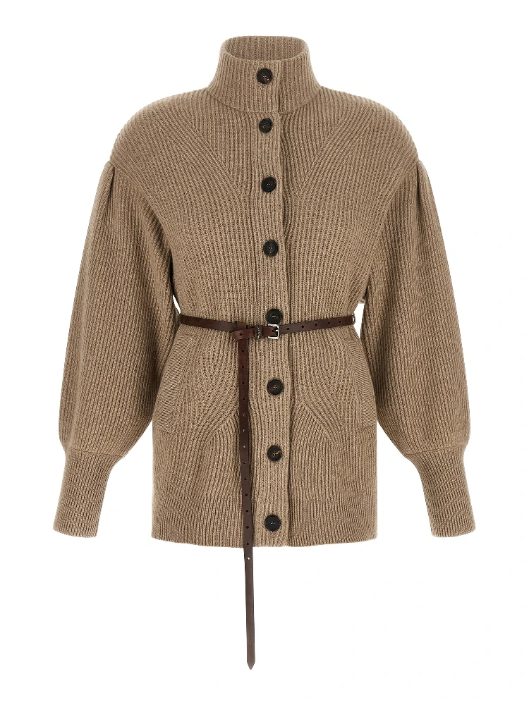 Beige Virgin Wool Cardigan