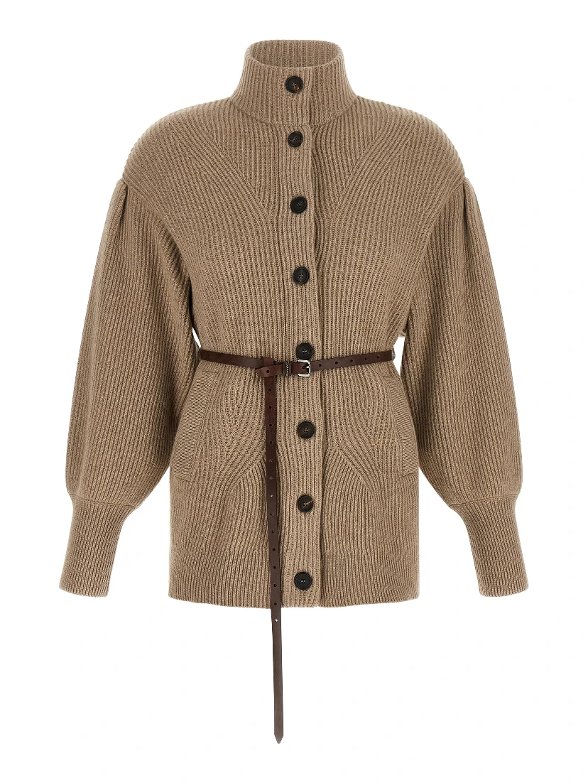 Beige Virgin Wool Cardigan