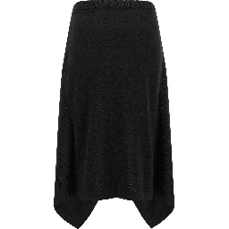 Black Wool Midi Skirt