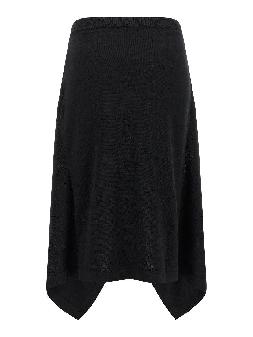 Black Wool Midi Skirt