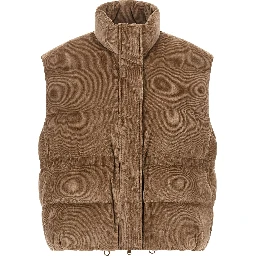 Beige Viscose Sleeveless Jacket