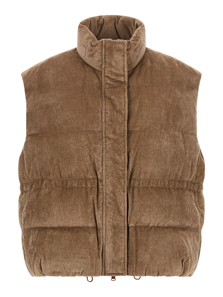 Beige Viscose Sleeveless Jacket