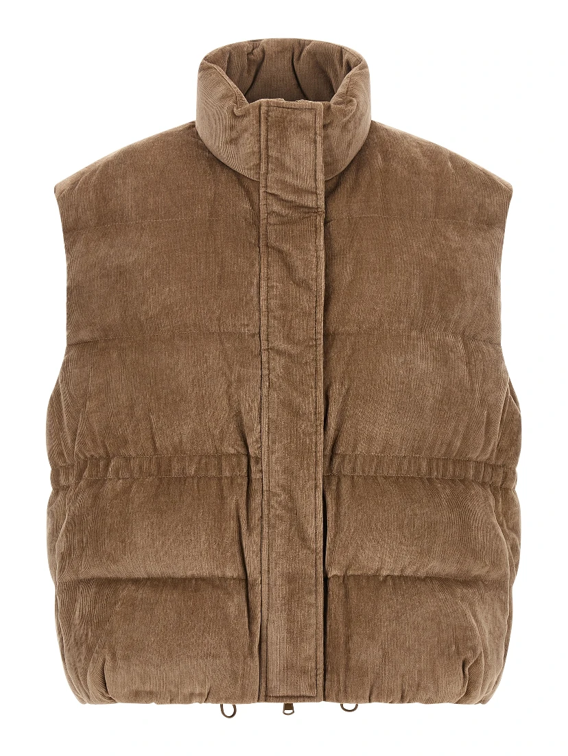 Beige Viscose Sleeveless Jacket