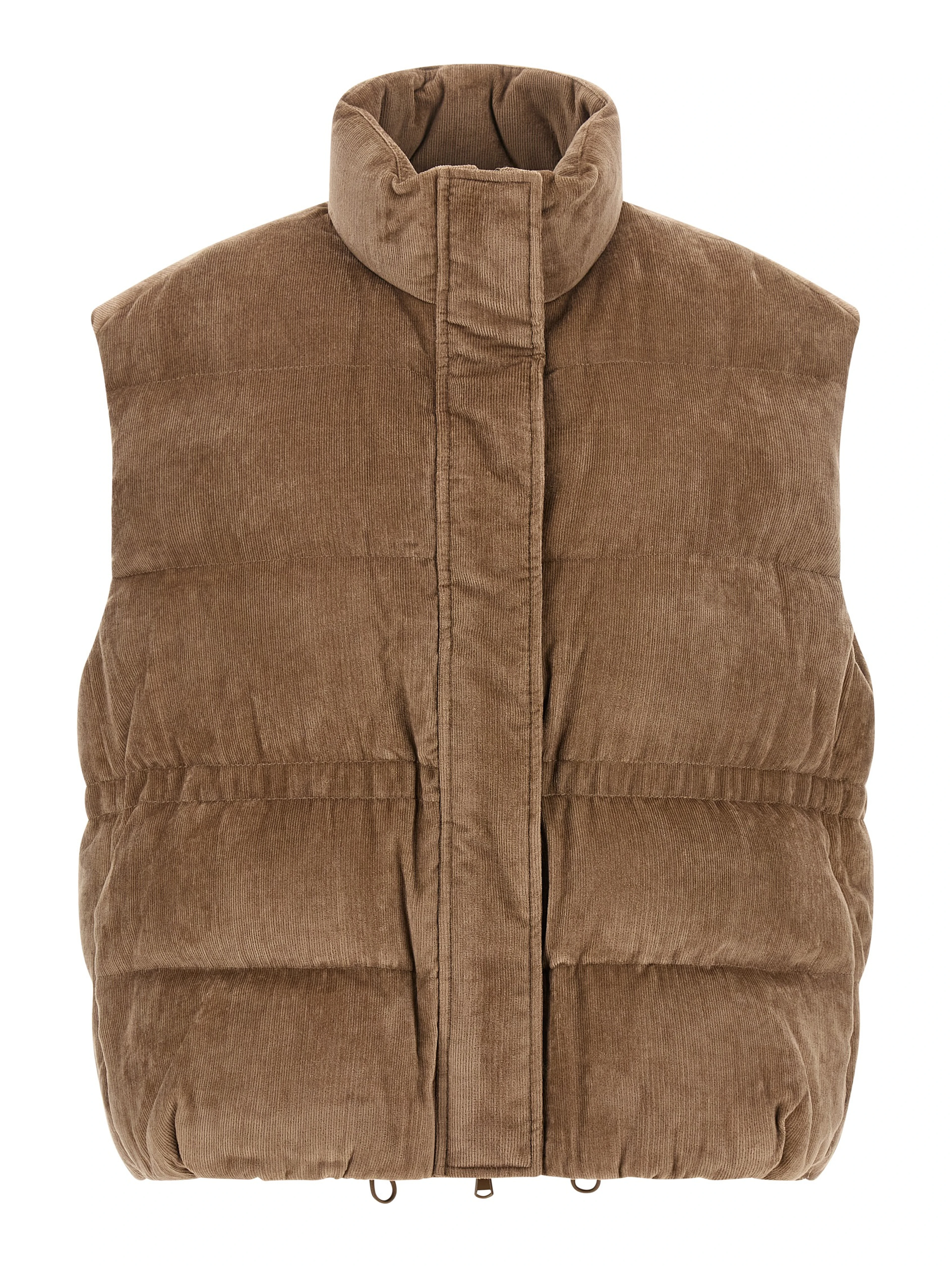 Beige Viscose Sleeveless Jacket
