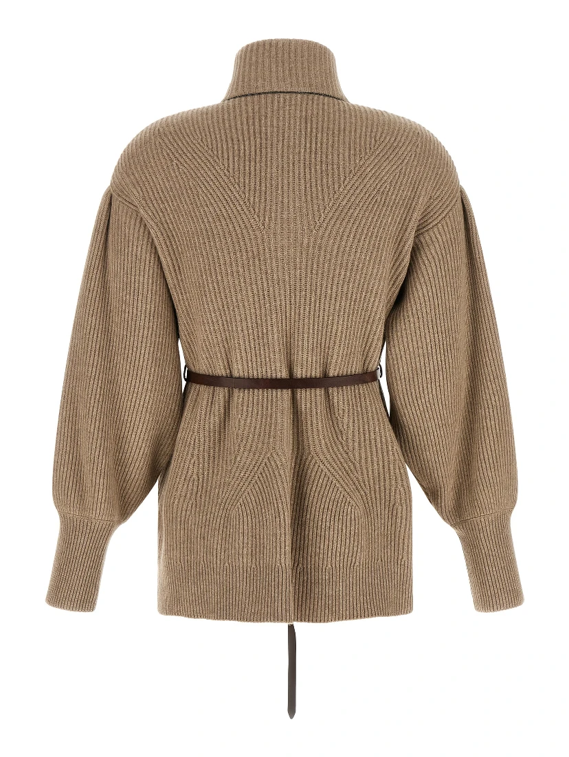 Beige Virgin Wool Cardigan