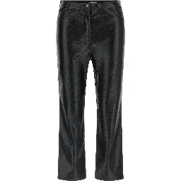 Black Polyester Casual Pants