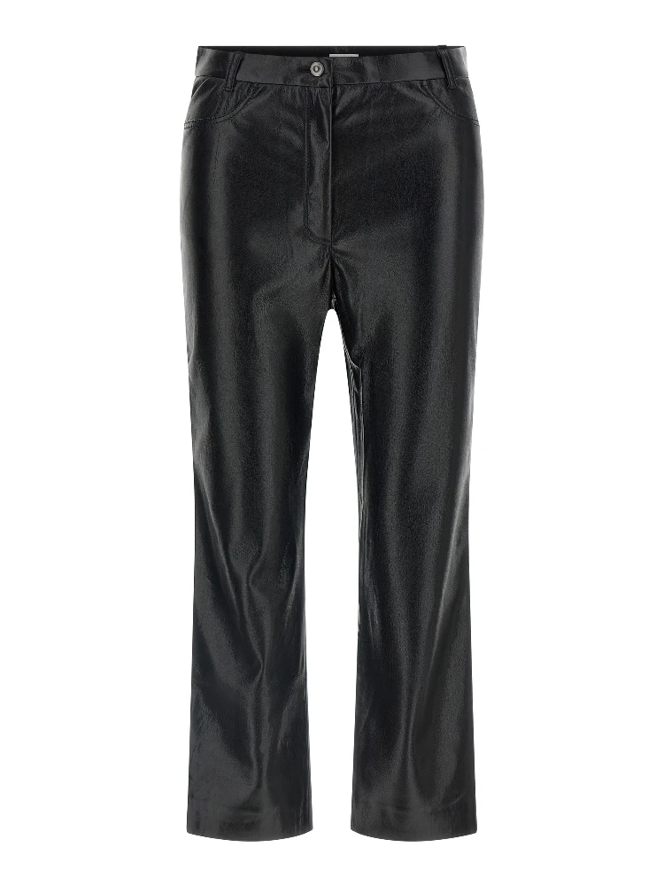 Black Polyester Casual Pants
