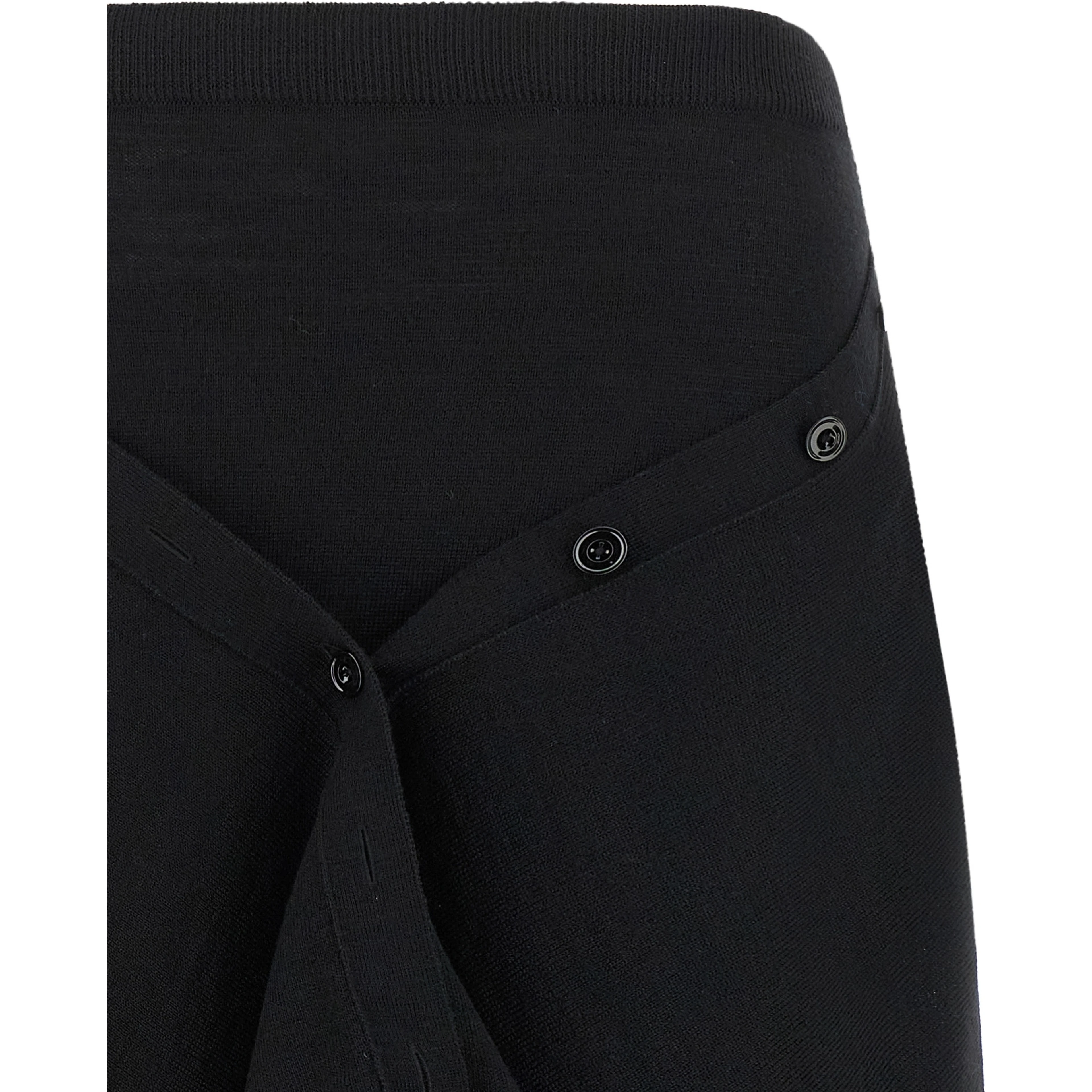 Black Wool Midi Skirt