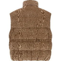 Beige Viscose Sleeveless Jacket