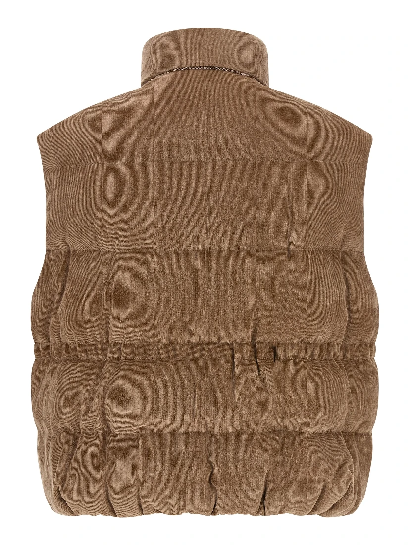 Beige Viscose Sleeveless Jacket