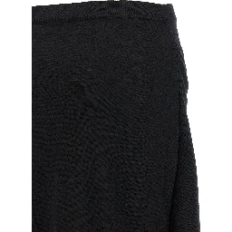 Black Wool Midi Skirt