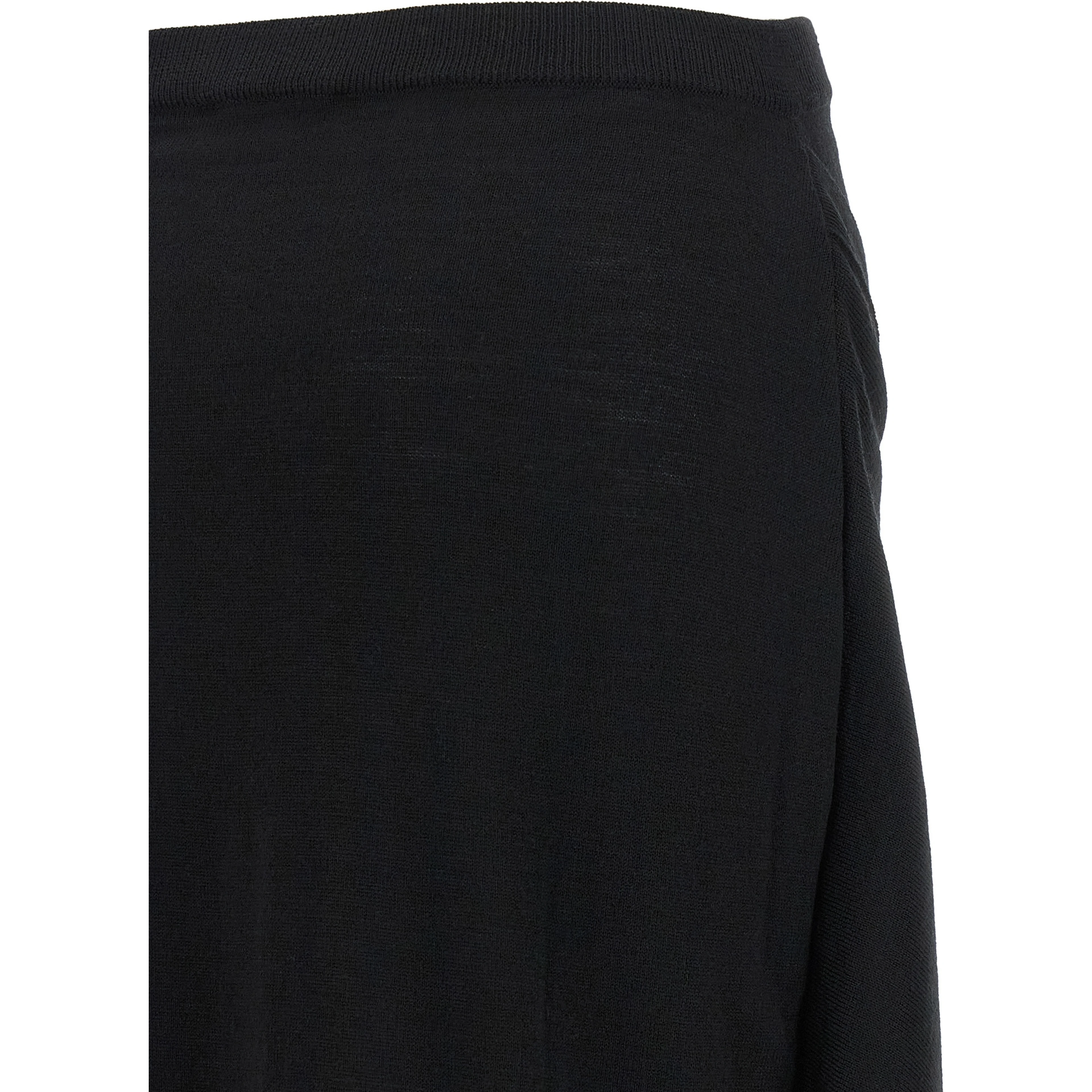 Black Wool Midi Skirt