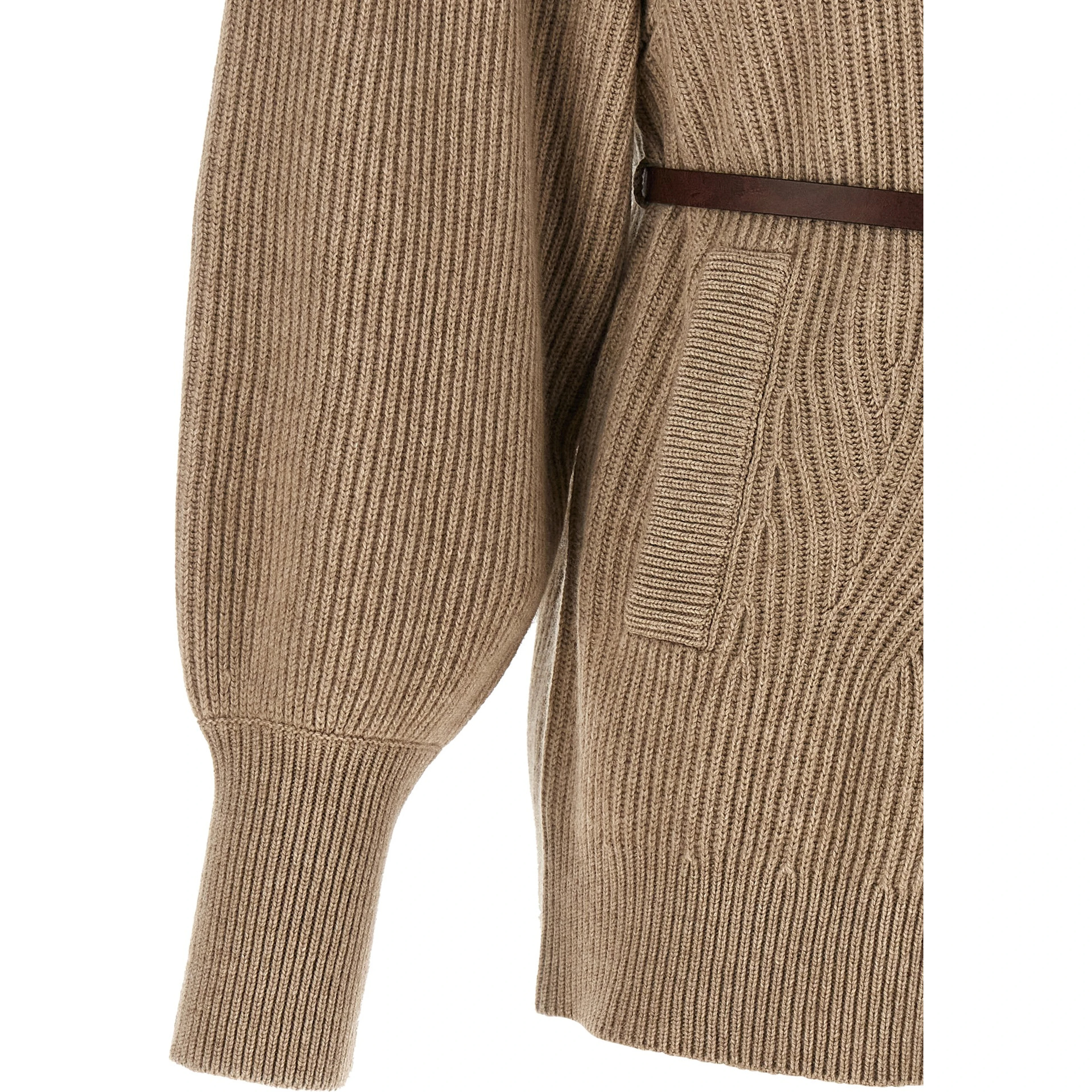 Beige Virgin Wool Cardigan