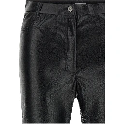 Black Polyester Casual Pants