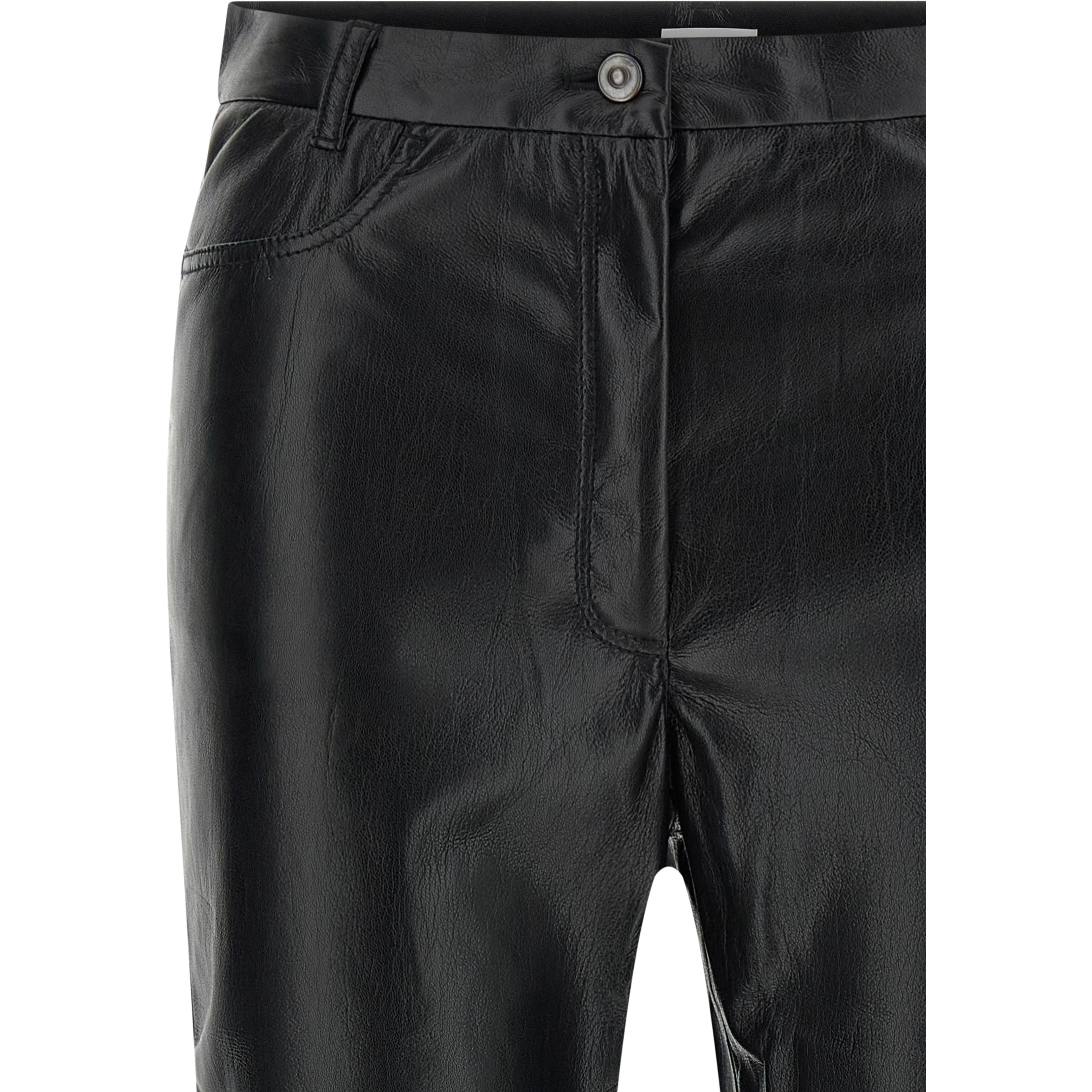Black Polyester Casual Pants