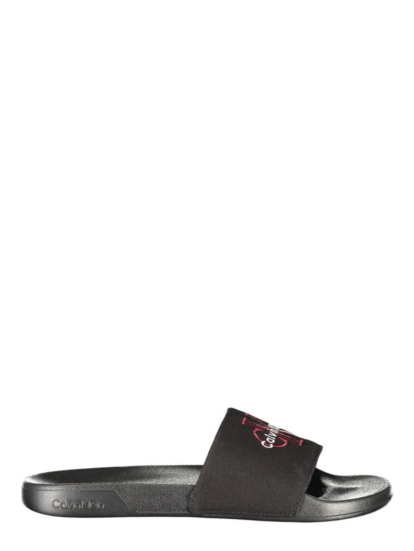 Black Polyester Men's Slipper
