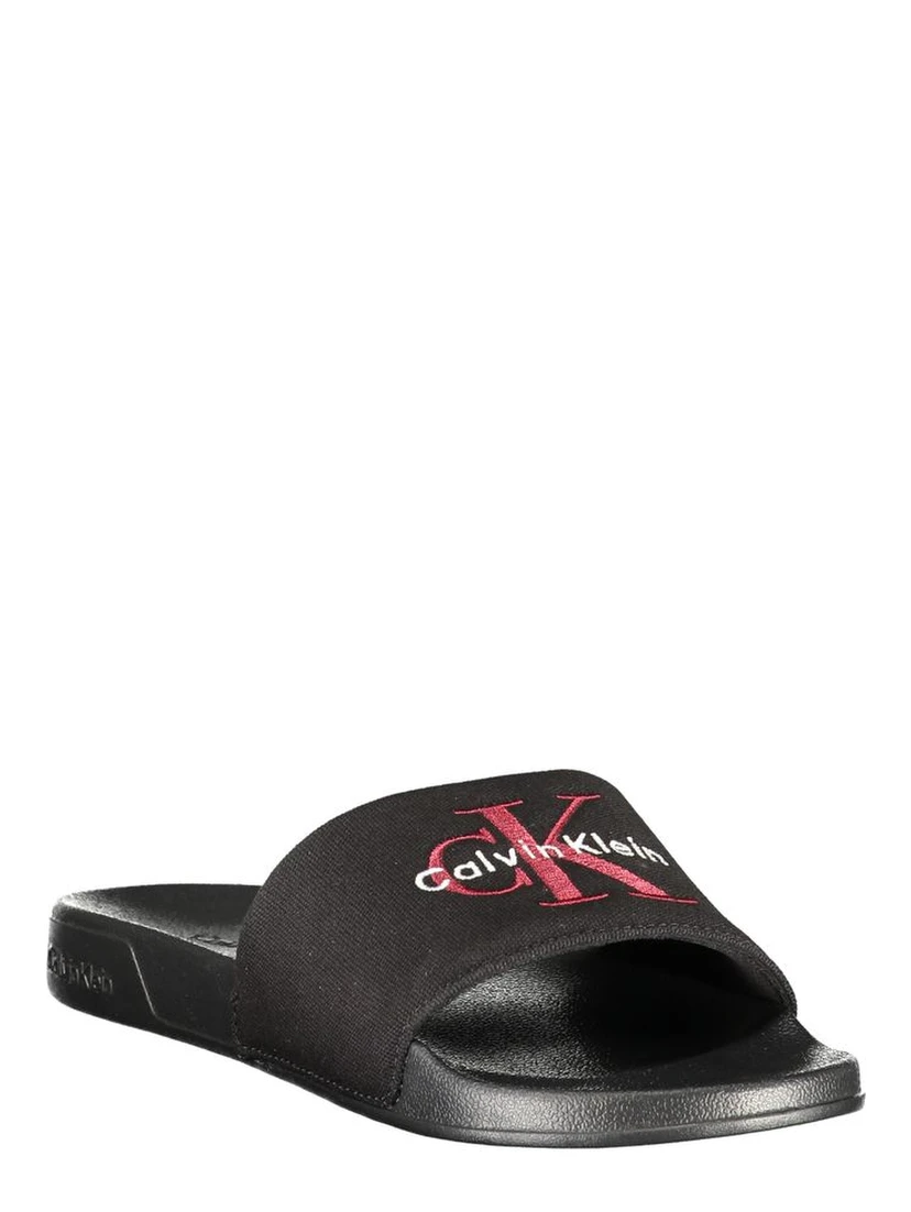 Black Polyester Men's Slipper