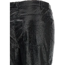 Black Polyester Casual Pants