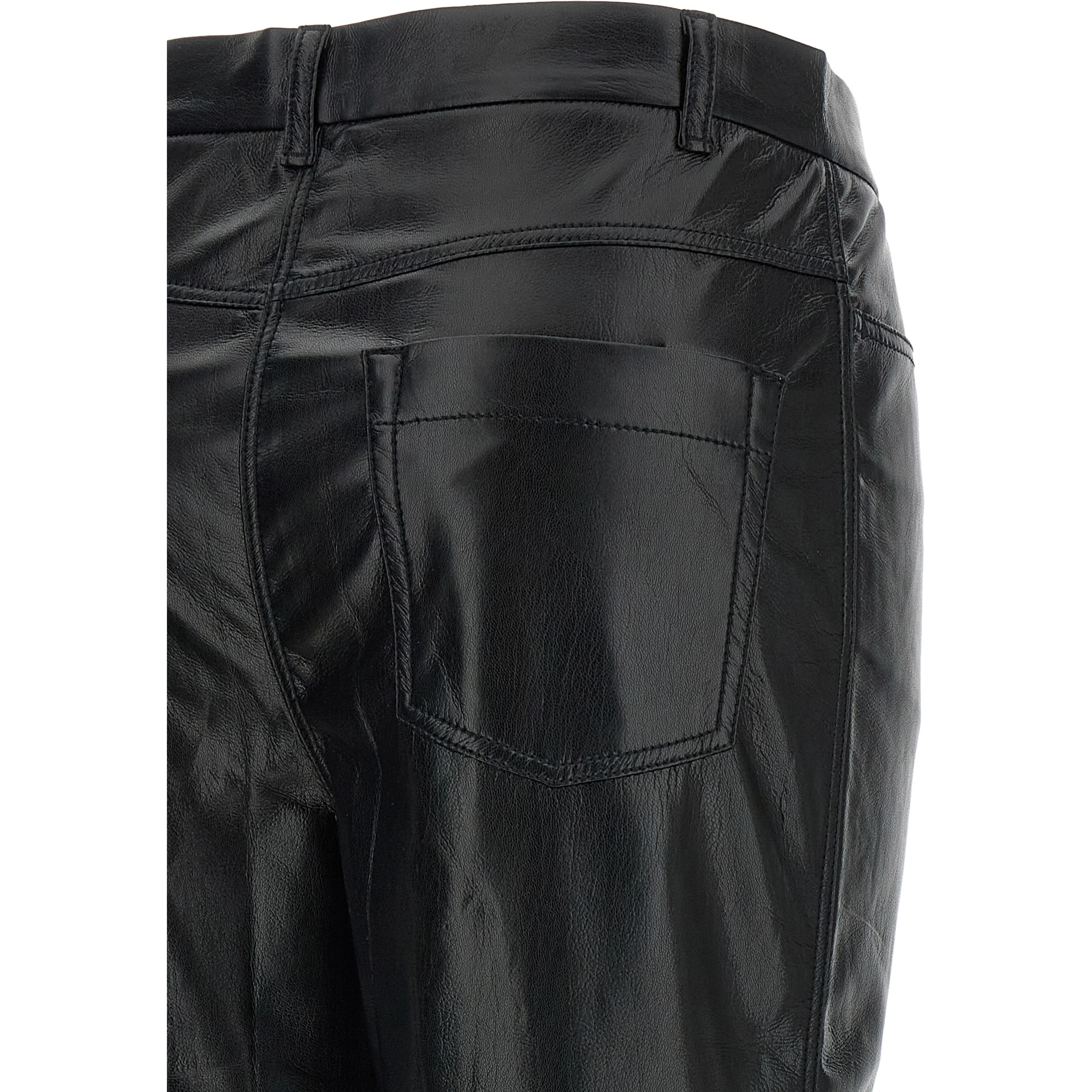 Black Polyester Casual Pants