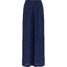 Blue Viscose Casual Pants