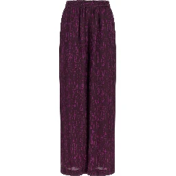 Purple Viscose Casual Pants