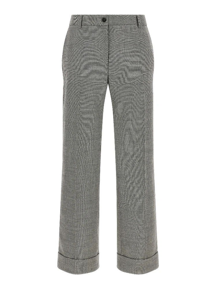 Gray Wool Flared Pants