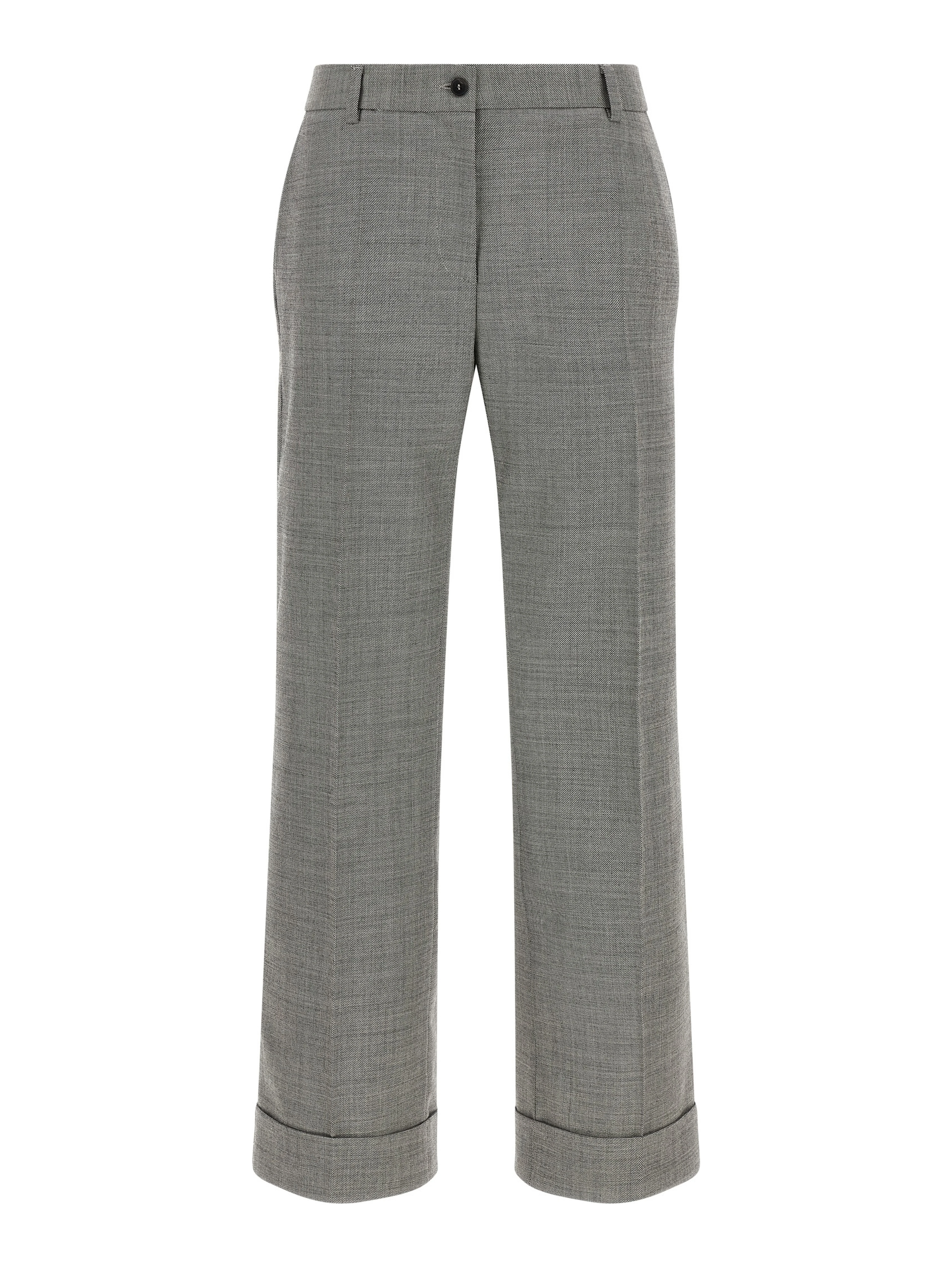 Gray Wool Flared Pants