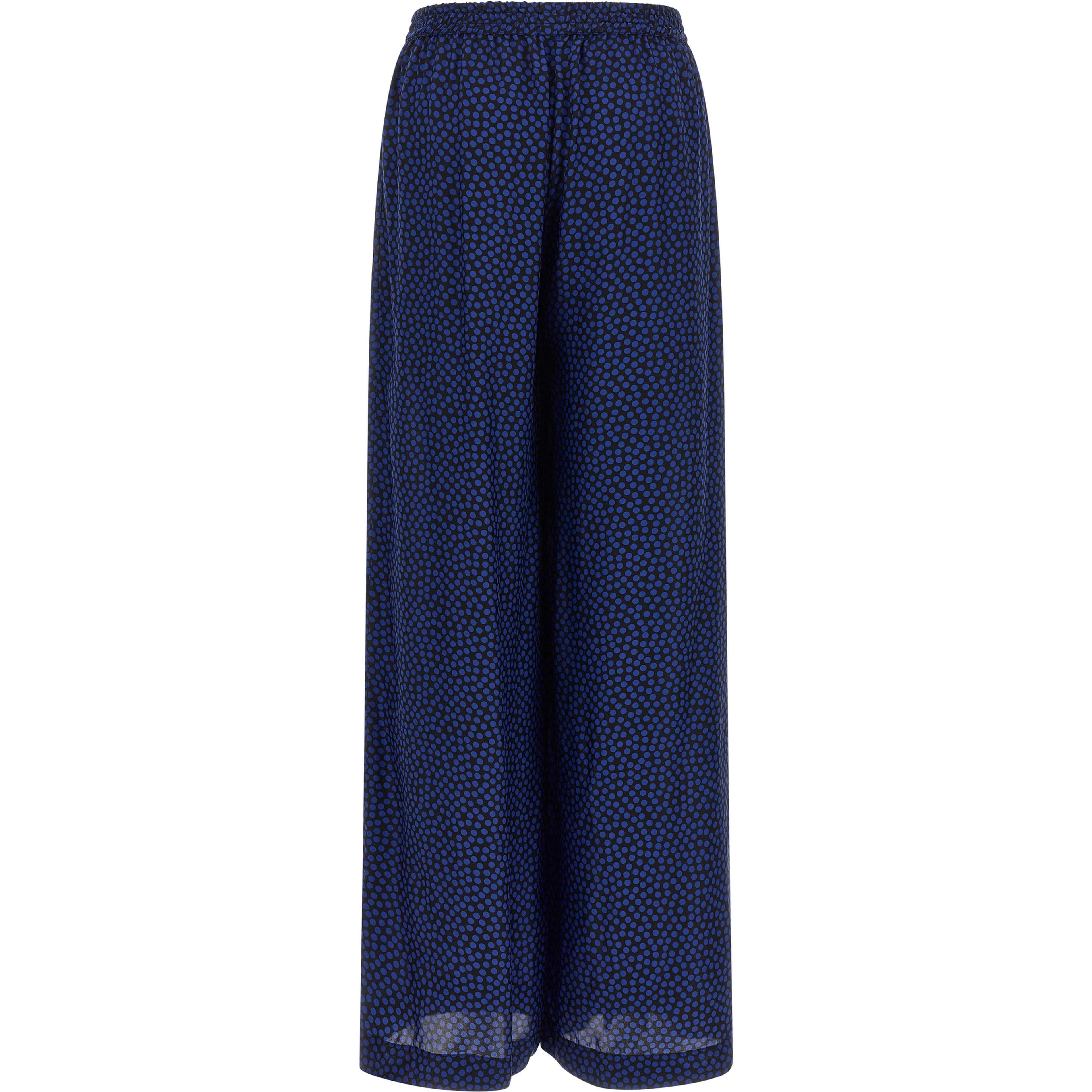 Blue Viscose Casual Pants