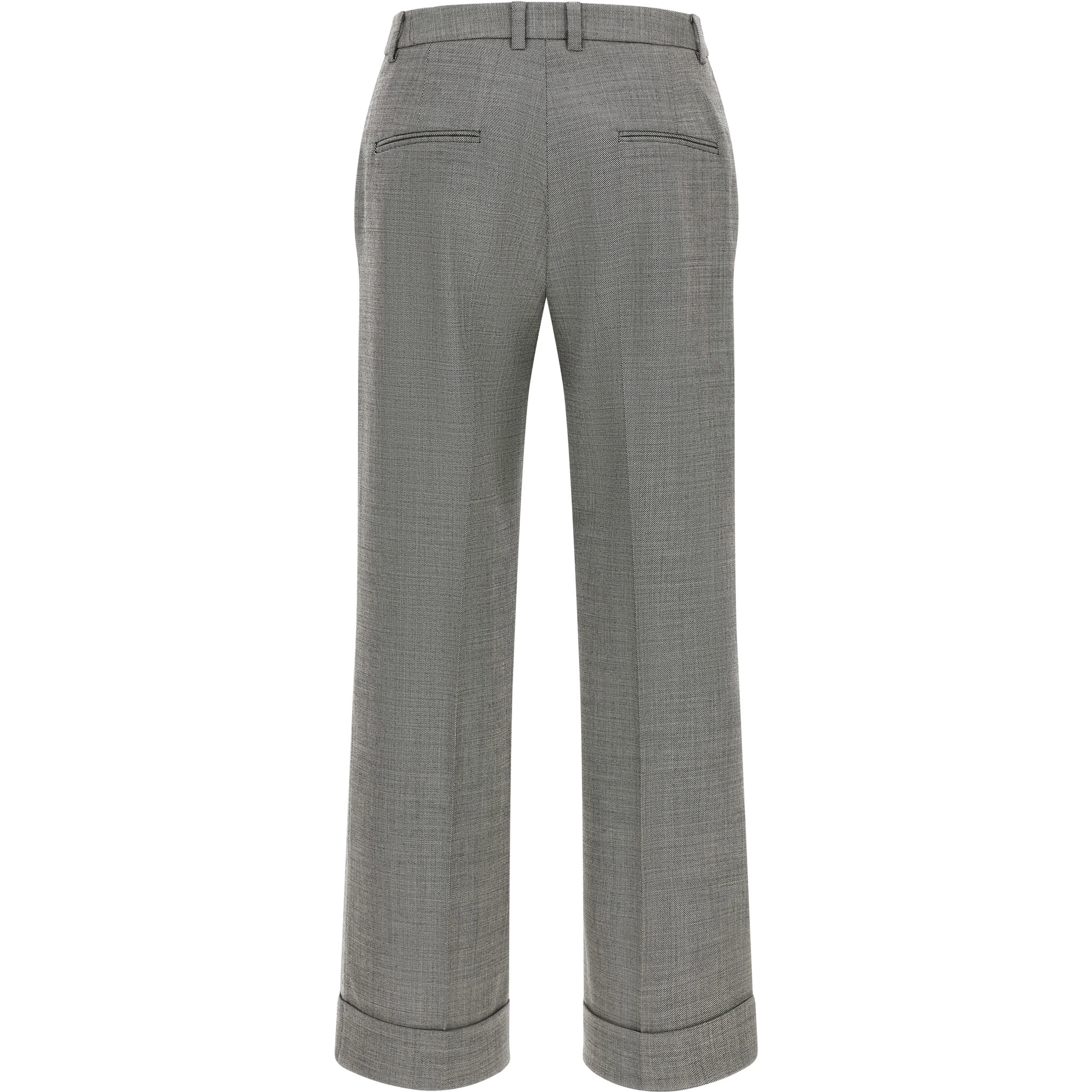 Gray Wool Flared Pants