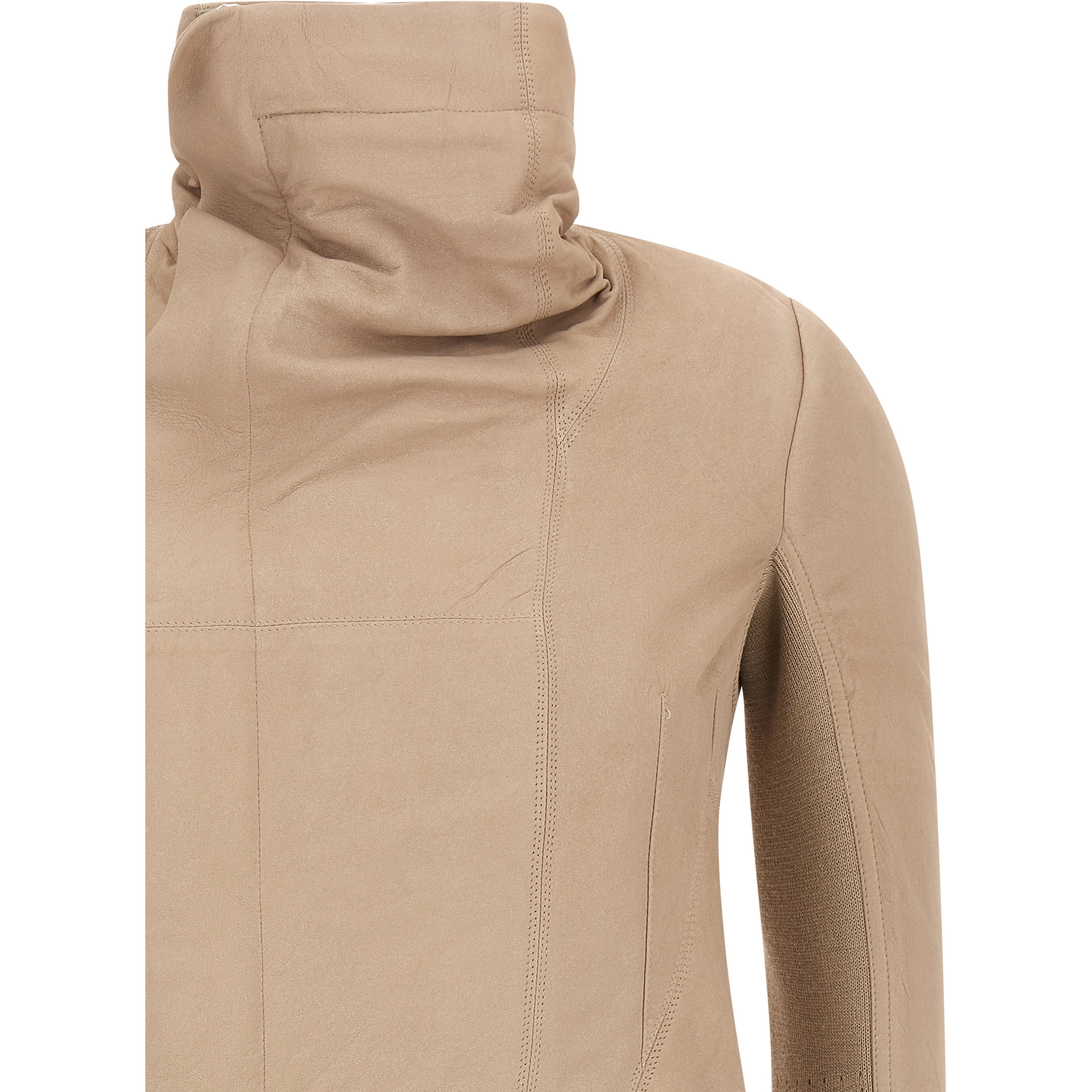Beige Lamb Leather Leather Jacket