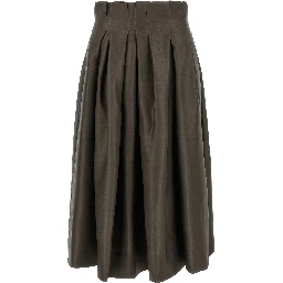 Brown Silk Midi Skirt