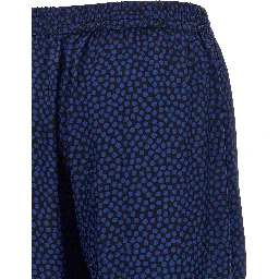 Blue Viscose Casual Pants
