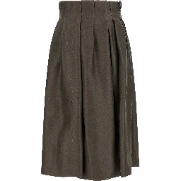Brown Silk Midi Skirt