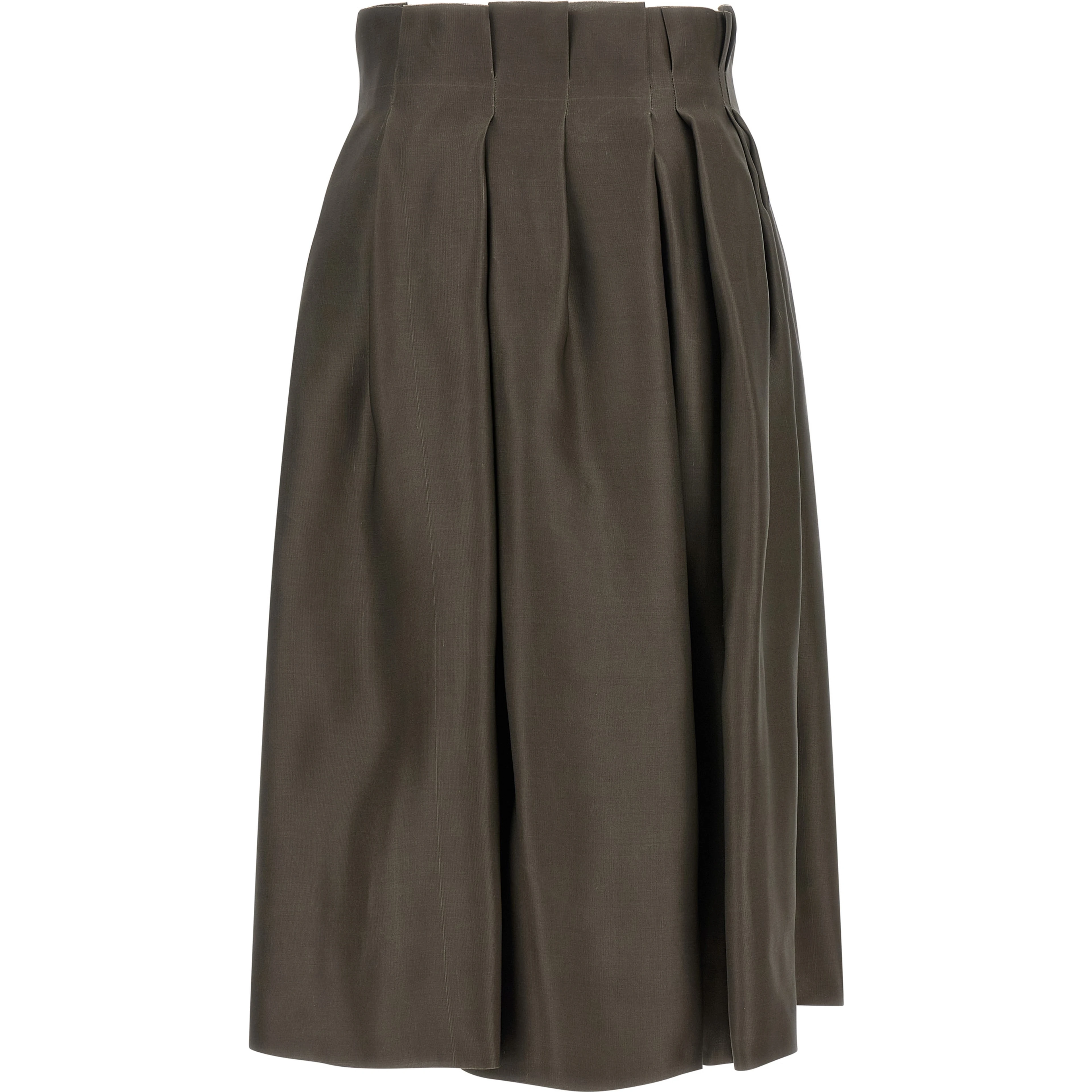Brown Silk Midi Skirt