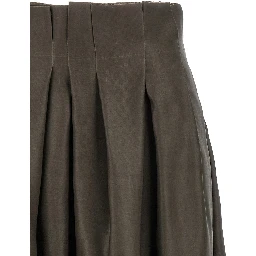 Brown Silk Midi Skirt