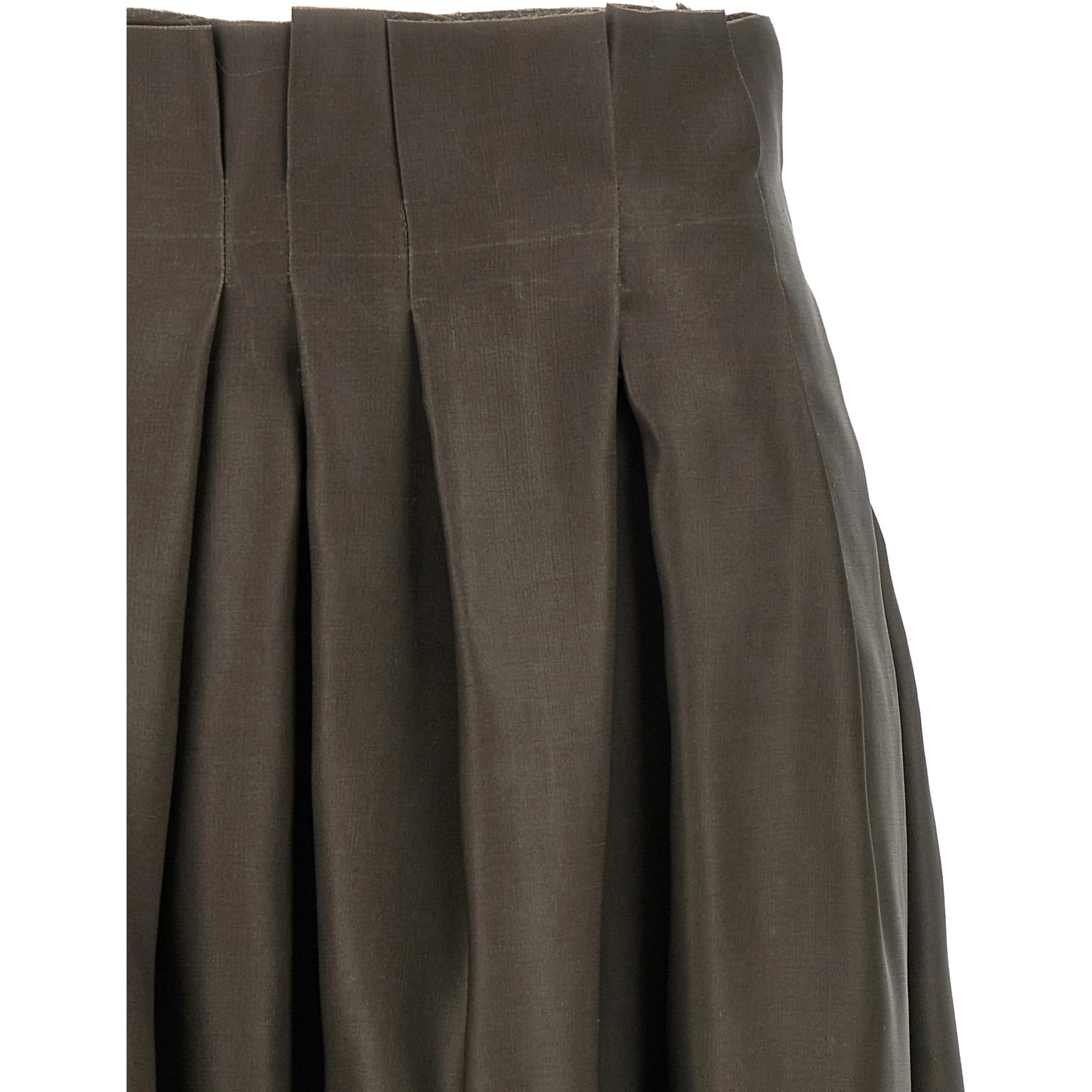 Brown Silk Midi Skirt