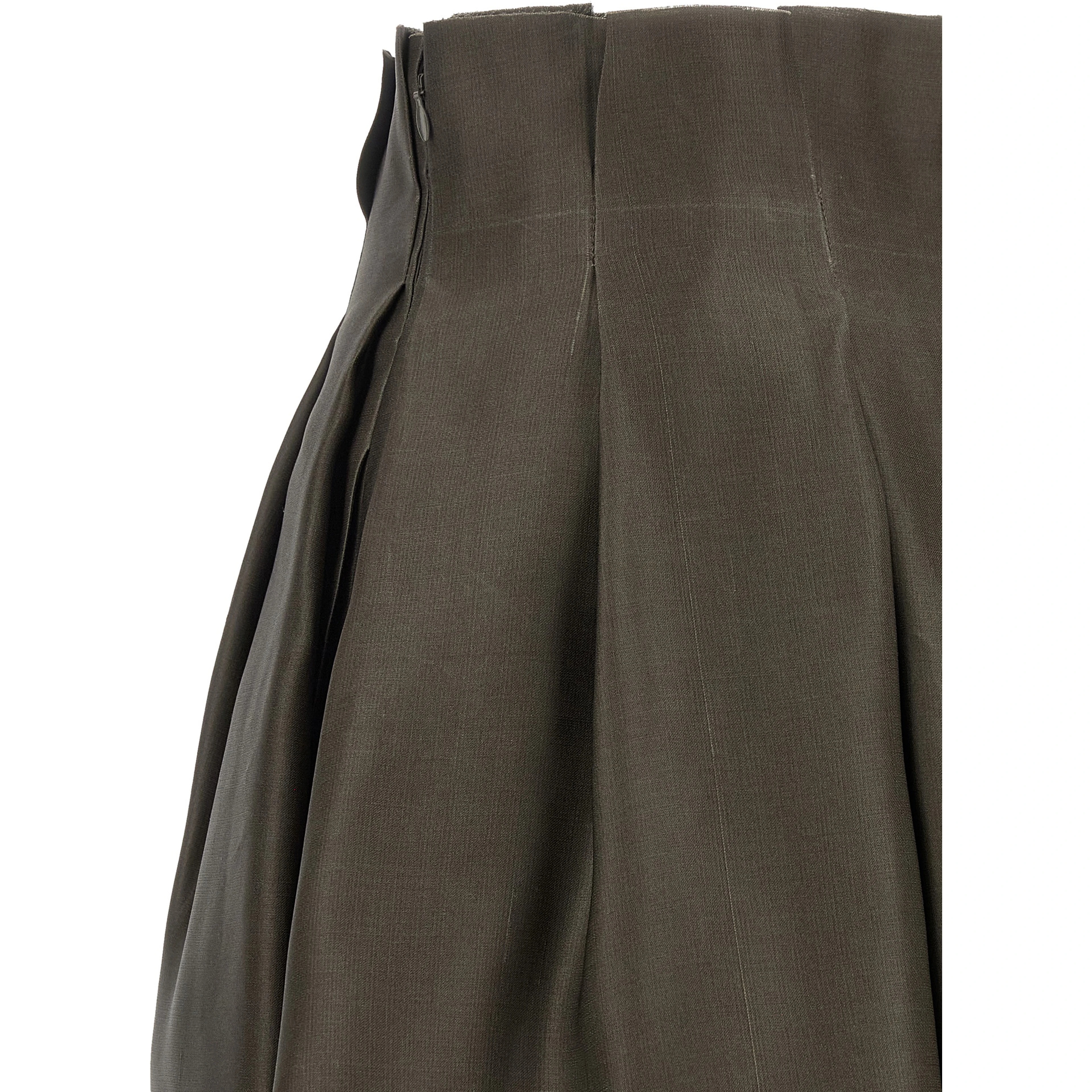 Brown Silk Midi Skirt