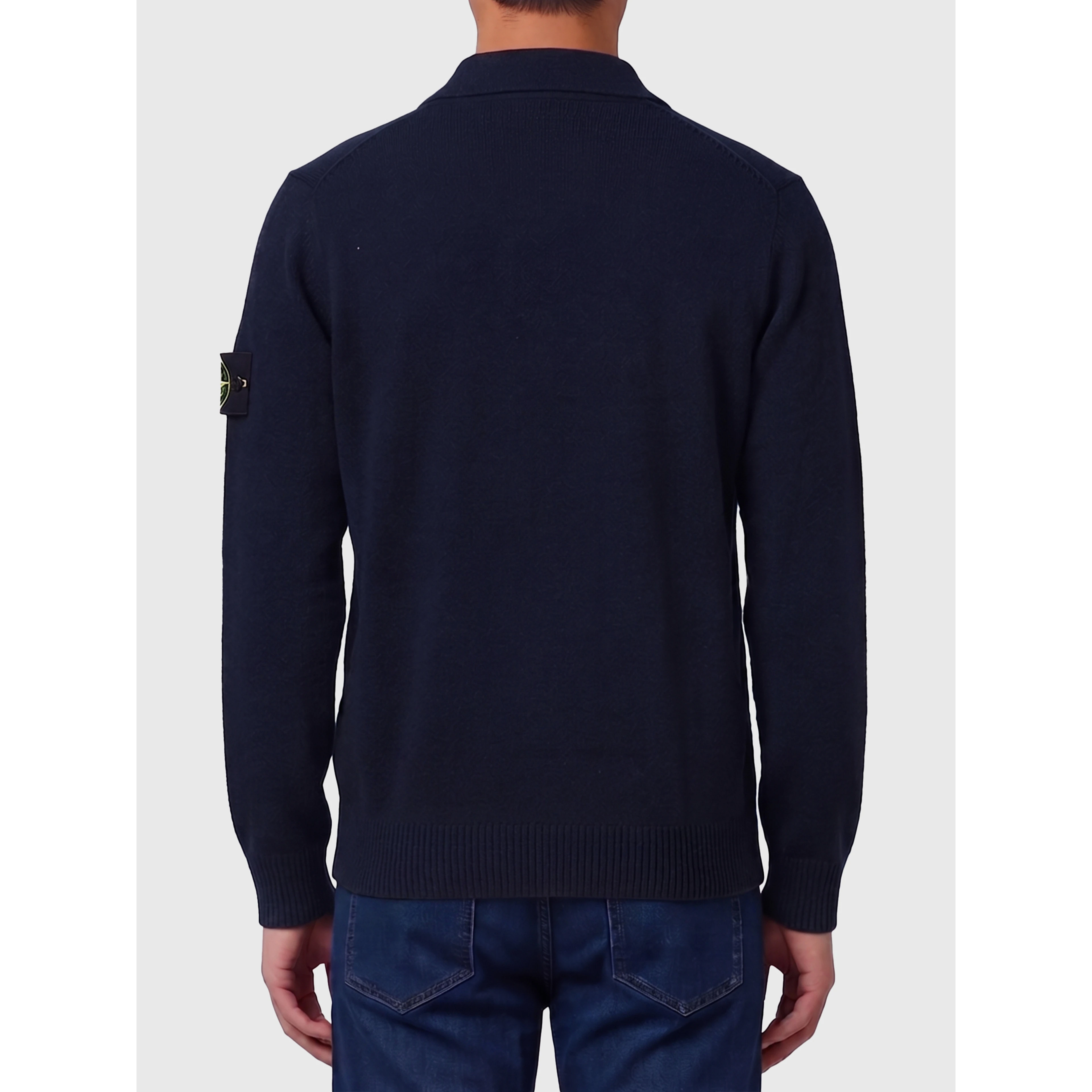 Navy blue RWS virgin wool polo shirt