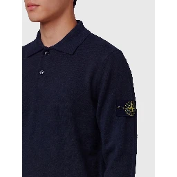 Navy blue RWS virgin wool polo shirt
