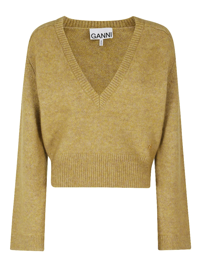 MELANGE MOHAIR DEEP V NECK