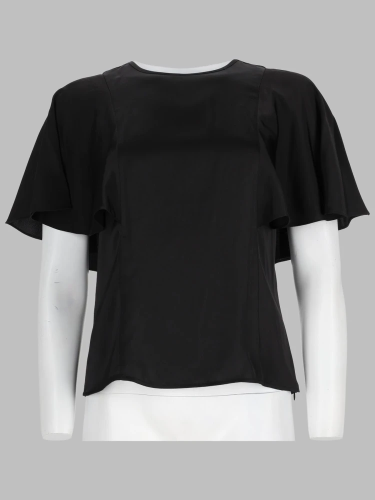 BLUSA IN RASO CON MANICHE A MANTELLA